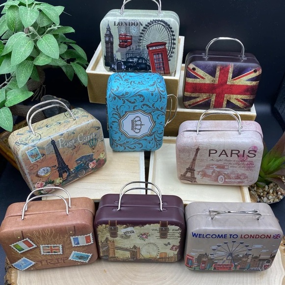 Metal box Mini suitcase storage with two handles jewelry,eyelashes,party gift - Picture 4 of 15